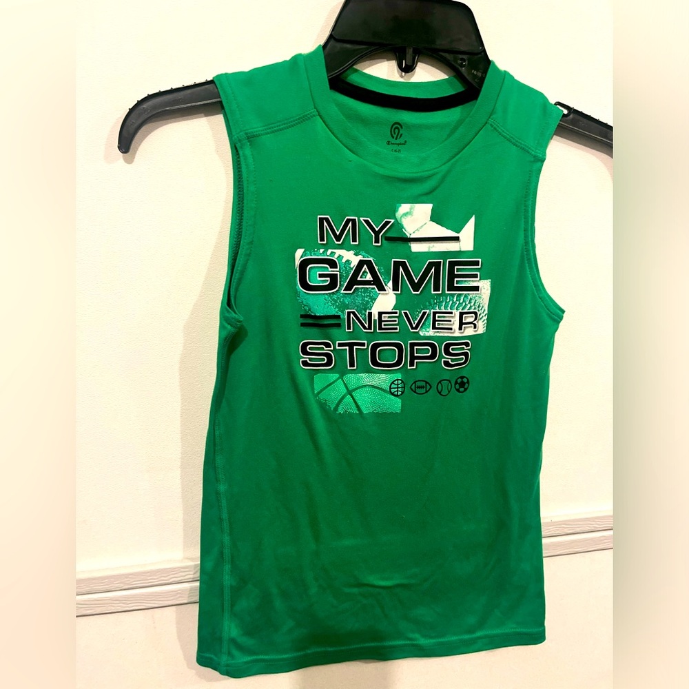 Champion C9 Green Athletic Sleeveless My Game Never Stops Graphic Tank Boy 6/7